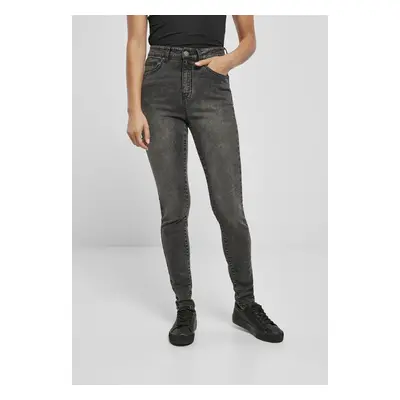 Urban Classics Ladies High Waist Skinny Jeans black stone washed