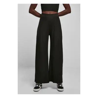 Urban Classics Ladies Rib Jersey Wide Leg Pants black