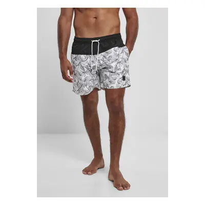 Urban Classics Low Block Pattern Swim Shorts jungle pattern/black