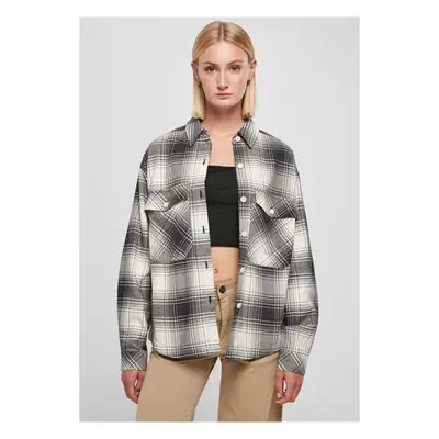 Urban Classics Ladies Oversized Check Shirt whitesand/black