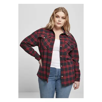 Urban Classics Ladies Oversized Overshirt midnightnavy/red