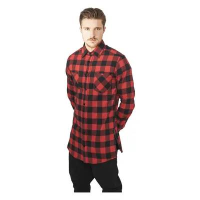 Urban Classics Side-Zip Long Checked Flanell Shirt blk/red