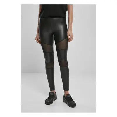 Urban Classics Ladies Tech Mesh Faux Leather Leggings black