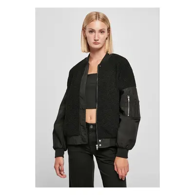 Urban Classics Ladies Oversized Sherpa Mixed Bomber Jacket black