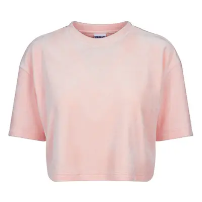 Póló Urban Classics Ladies Velvet Short Kimono Tee pink