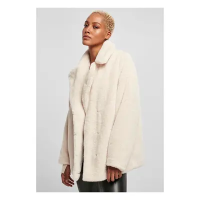 Urban Classics Ladies Lapel Teddy Jacket whitesand