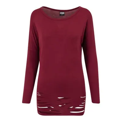 Urban Classics Ladies Cutted Viscose L/S Tee burgundy