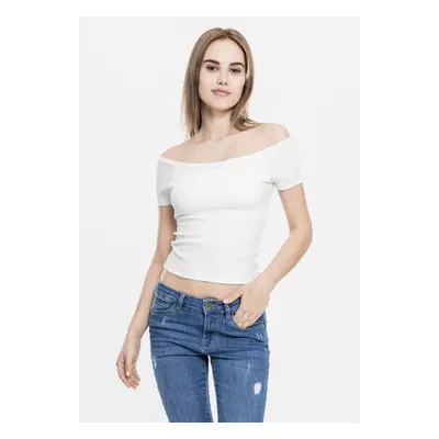 Urban Classics Ladies Off Shoulder Rib Tee white