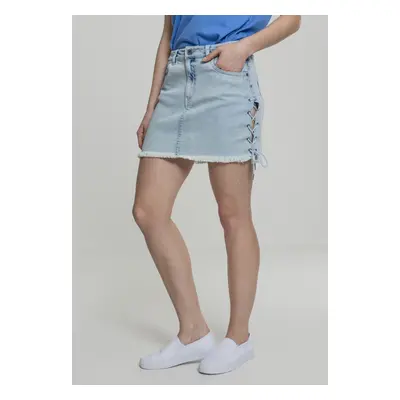 Urban Classics Ladies Denim Lace Up Skirt blue bleached