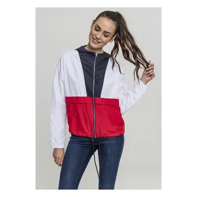 Urban Classics Ladies 3-Tone Oversize Windbreaker navy/white/fire red