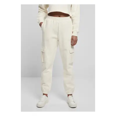 Urban Classics Ladies High Waits Cargo Sweat Pants whitesand