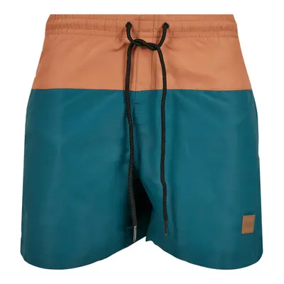 Urban Classics Block Swim Shorts teal/toffee