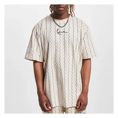 Pólo Karl Kani Small Signature Ziczac Pinstripe Tee off white/black