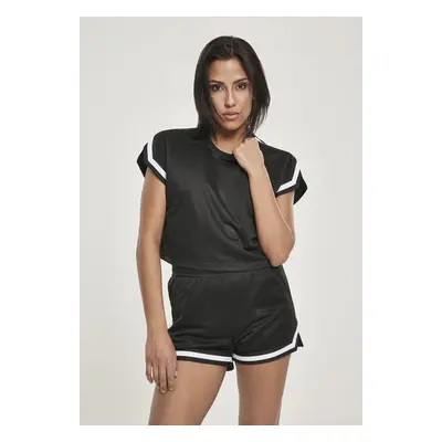 Urban Classics Ladies Short Extended Shoulder Stripes Mesh Tee black