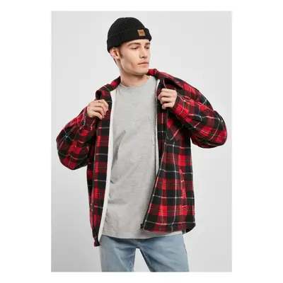 Urban Classics Plaid Teddy Lined Shirt Jacket red/black