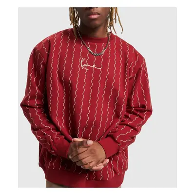 Pulcsi Karl Kani Small Signature Ziczac Pinstripe Crewneck dark red/off white