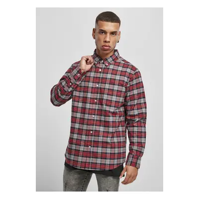 Urban Classics Plaid Cotton Shirt asphalt/red