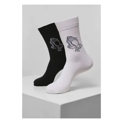 Mr. Tee Pray Hands Socks 2-Pack black/white