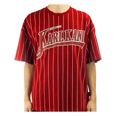 Pólo Karl Kani Trekking Boxy Pinstripe Tee Dark Red cream