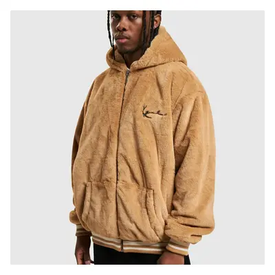 Pulcsi Karl Kani Metal Signature OS Fur Full Zip Hoodie Sand