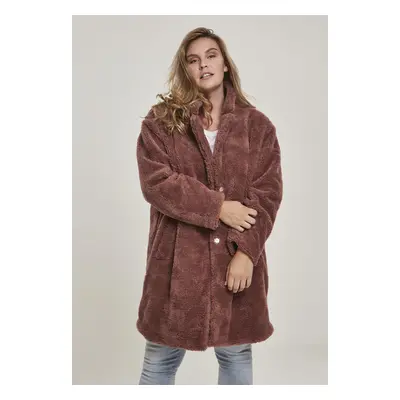 Urban Classics Ladies Oversized Sherpa Coat darkrose