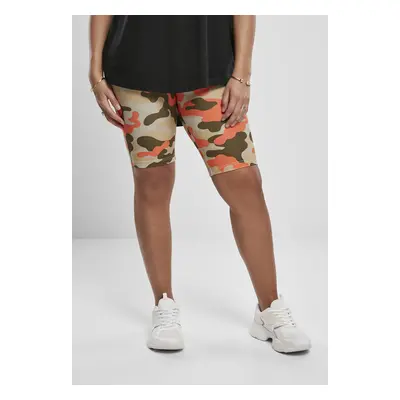 Urban Classics Ladies High Waist Camo Tech Cycle Shorts Double Pack brick camo/olive