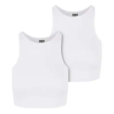 Urban Classics Ladies Organic Cropped Rib Top 2-Pack white/white