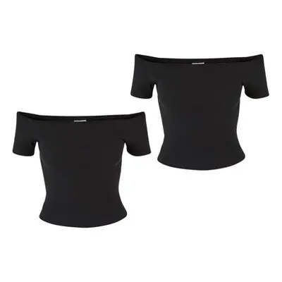 Urban Classics Ladies Organic Off Shoulder Rib Tee 2-Pack black+black