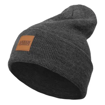 Urban Classics Leatherpatch Long Beanie charcoal