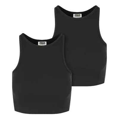 Urban Classics Ladies Organic Cropped Rib Top 2-Pack black/black