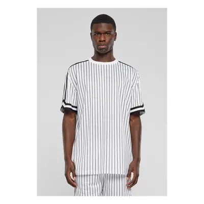 Urban Classics Oversized Striped Mesh Tee white/black