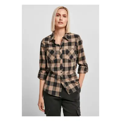 Urban Classics Ladies Turnup Checked Flanell Shirt black/softtaupe