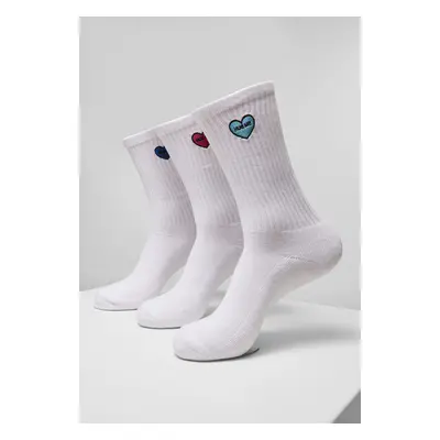 Mr. Tee Heart Embroidery Socks 3-Pack white