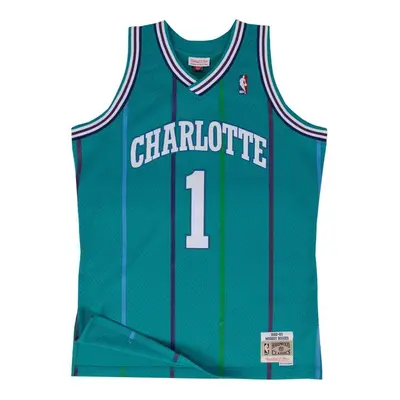 Mitchell & Ness Charlotte Hornets #1 Muggsy Bogues Swingman Jersey teal