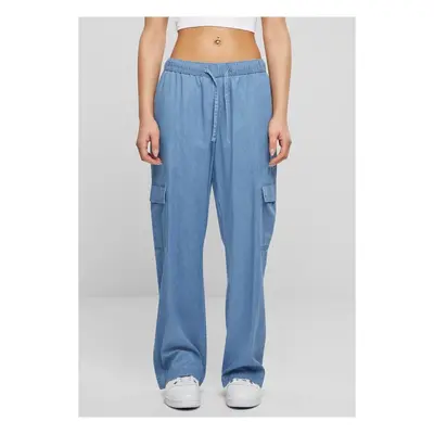 Urban Classics Ladies Light Denim Cargo Pants skyblue washed