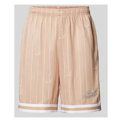 Karl Kani Small Varsity Logo Pinstripe Mesh Shorts sand/white