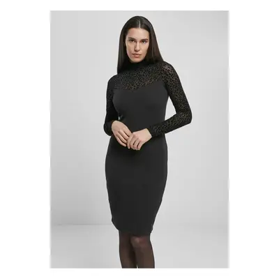 Urban Classics Ladies Flock Lace Turtle Neck Dress black