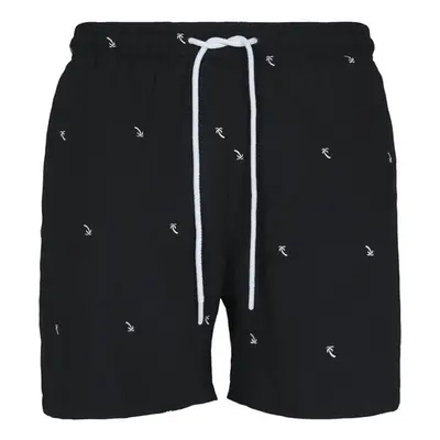 Urban Classics Embroidery Swim Shorts black/palmtree