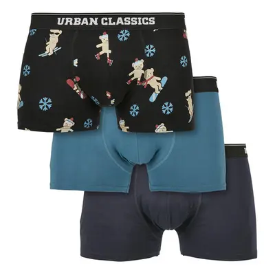 Urban Classics Organic X-Mas Boxer Shorts 3-Pack teddy aop+jasper+navy