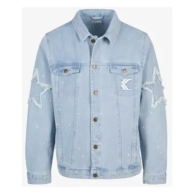 Karl Kani OG Paintsplatter Denim Trucker Jacket bleached blue/white