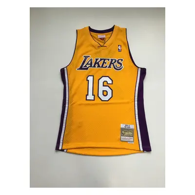 Mitchell & Ness Los Angeles Lakers #16 Pau Gasol Gold Jersey gold