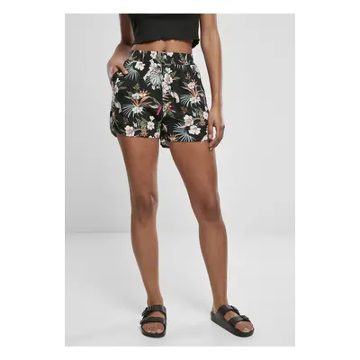 Urban Classics Ladies AOP Viscose Resort Shorts black tropical