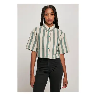 Urban Classics Ladies Short Oversized Stripe Shirt greenlancer/softseagrass