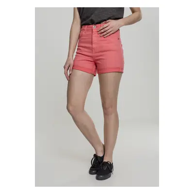 Urban Classics Ladies Highwaist Stretch Twill Shorts coral