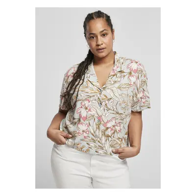 Urban Classics Ladies Viscose Resort Shirt lightblue hibiscus