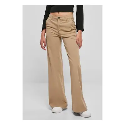 Urban Classics Ladies High Waist Wide Leg Chino Pants unionbeige