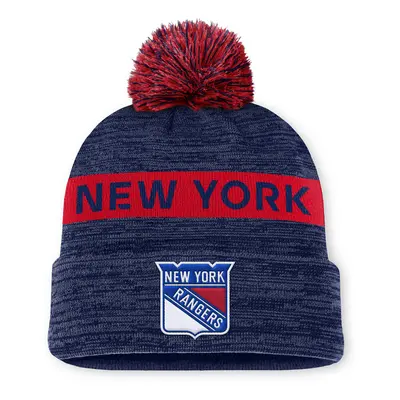 Fanatics New York Rangers NHL Authentic PRO Rink Beanie Cuff With POM navy/alhletics red