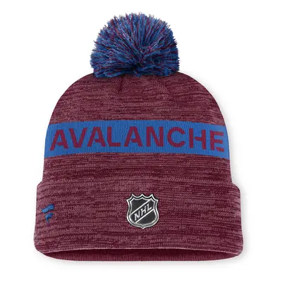 Fanatics Colorado Avalanche NHL Authentics Pro Rink Beanie Cuff With POM dark garnet/aviator blu