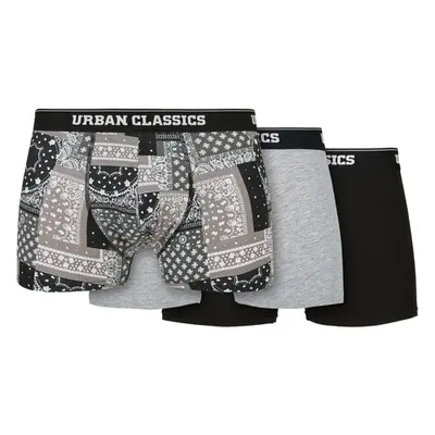 Urban Classics Organic Boxer Shorts 3-Pack bandana grey+grey+black