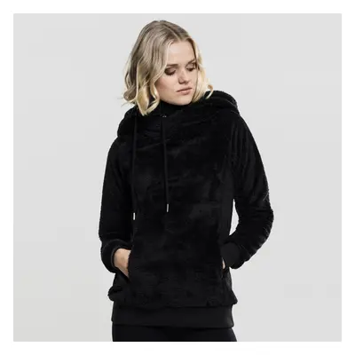 Pulóver Urban Classics Ladies Long Teddy Hoody black